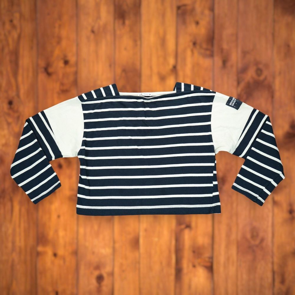Zara Rogier de‎ Saint Pierre Wome's Sz M  Top Striped Long Sleeves Navy & Cream